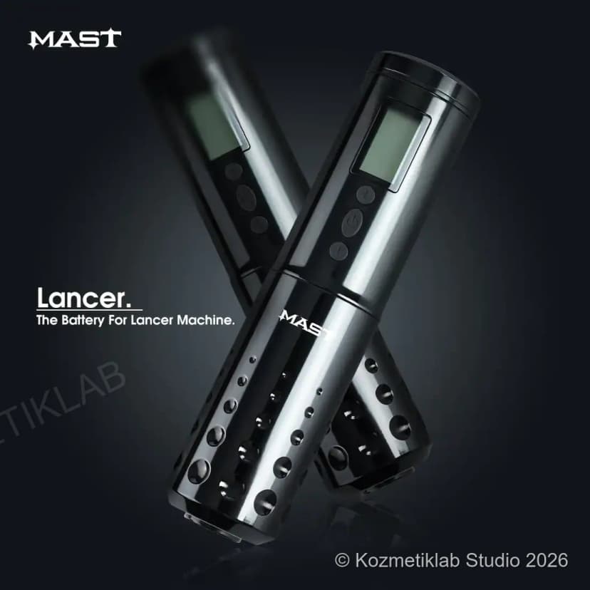 Mast Lancer Kablosuz Dövme Makinesi | LED Ekranlı Çift Bataryalı Profesyonel Tattoo Pen detaylı kullanım ve kutu içeriği görünümü