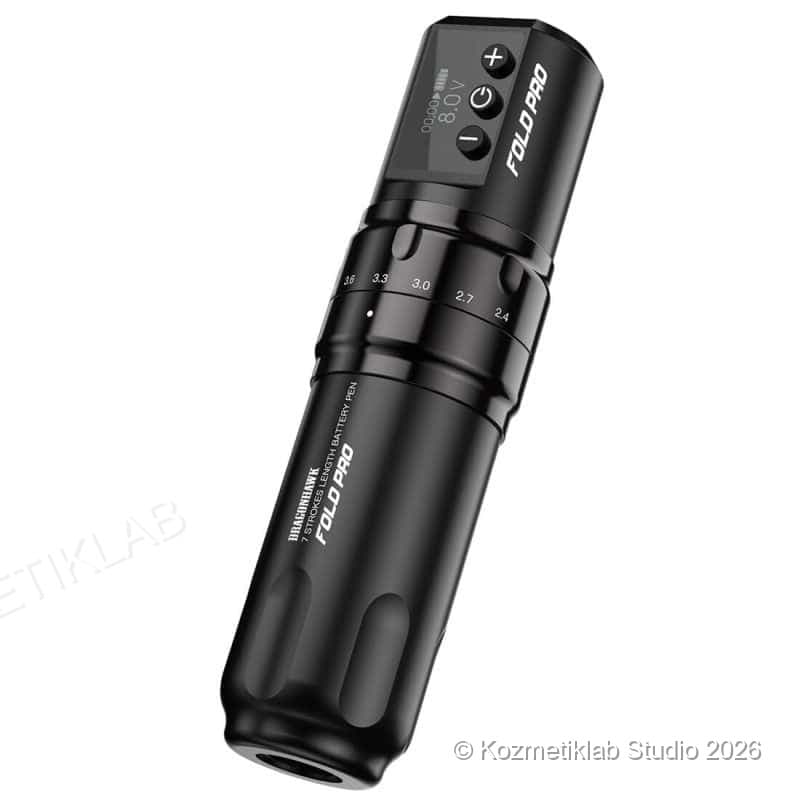 Dragonhawk Mast Fold Pro Kablosuz Dövme Seti (Tek Batarya) detaylı kullanım ve kutu içeriği görünümü