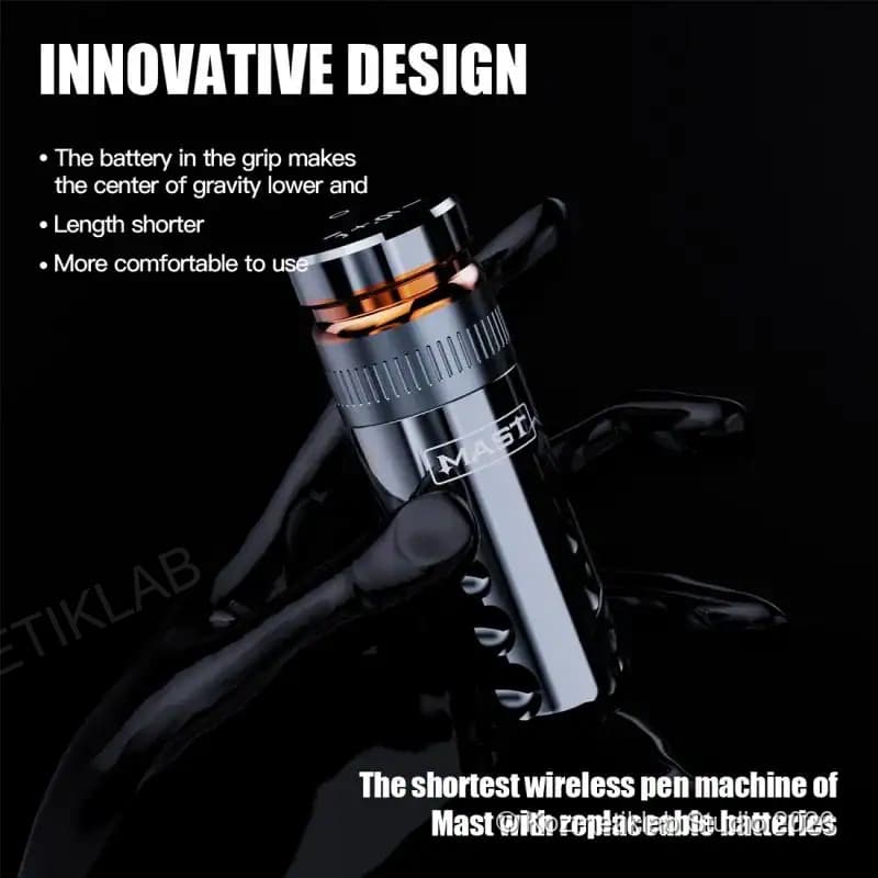 Mast Racer Kablosuz Dövme Makinesi Seti (4.0 mm Stroke, Çift Batarya, Kompakt Tasarım) detaylı kullanım ve kutu içeriği görünümü